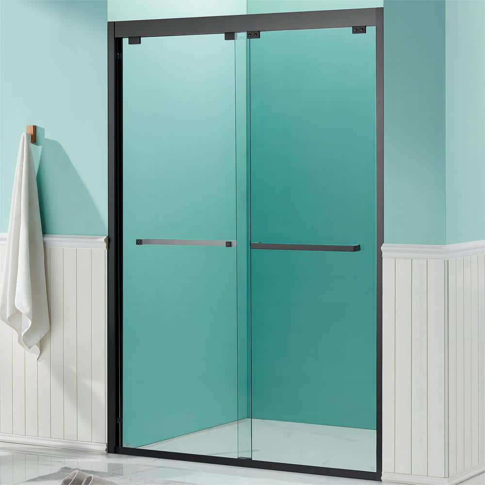 Reviews For Waterpar 56 In To 60 In W X 76 In H Semi Frameless Sliding Shower Door In Black