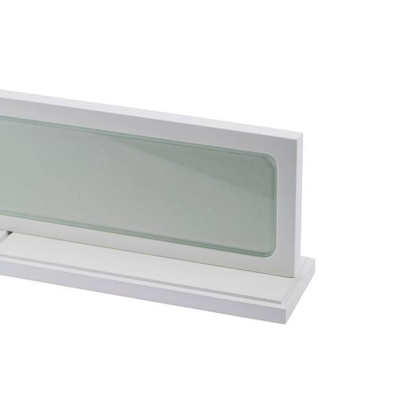 Maine 4.92 in. L x 3.15 in. H x 23.62 in. W Wall-Mounted Opaque Glass Bathroom Shelf in White Maine 4.92 in. L x 3.15 in. H x 23.62 in. W Wall-Mounted Opaque Glass Bathroom Shelf in White