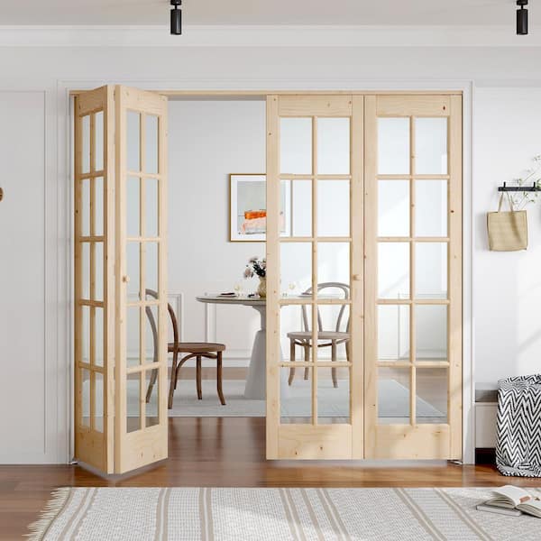 easelife 84 in. x 80 in. Pre Assembled Clear Glass Solid Core Wood