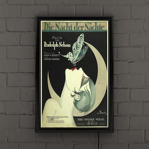 "Art Deco Music Sheet" by Vintage Apple Collection Framed with LED Light People Wall Art 24 in. x 16 in.