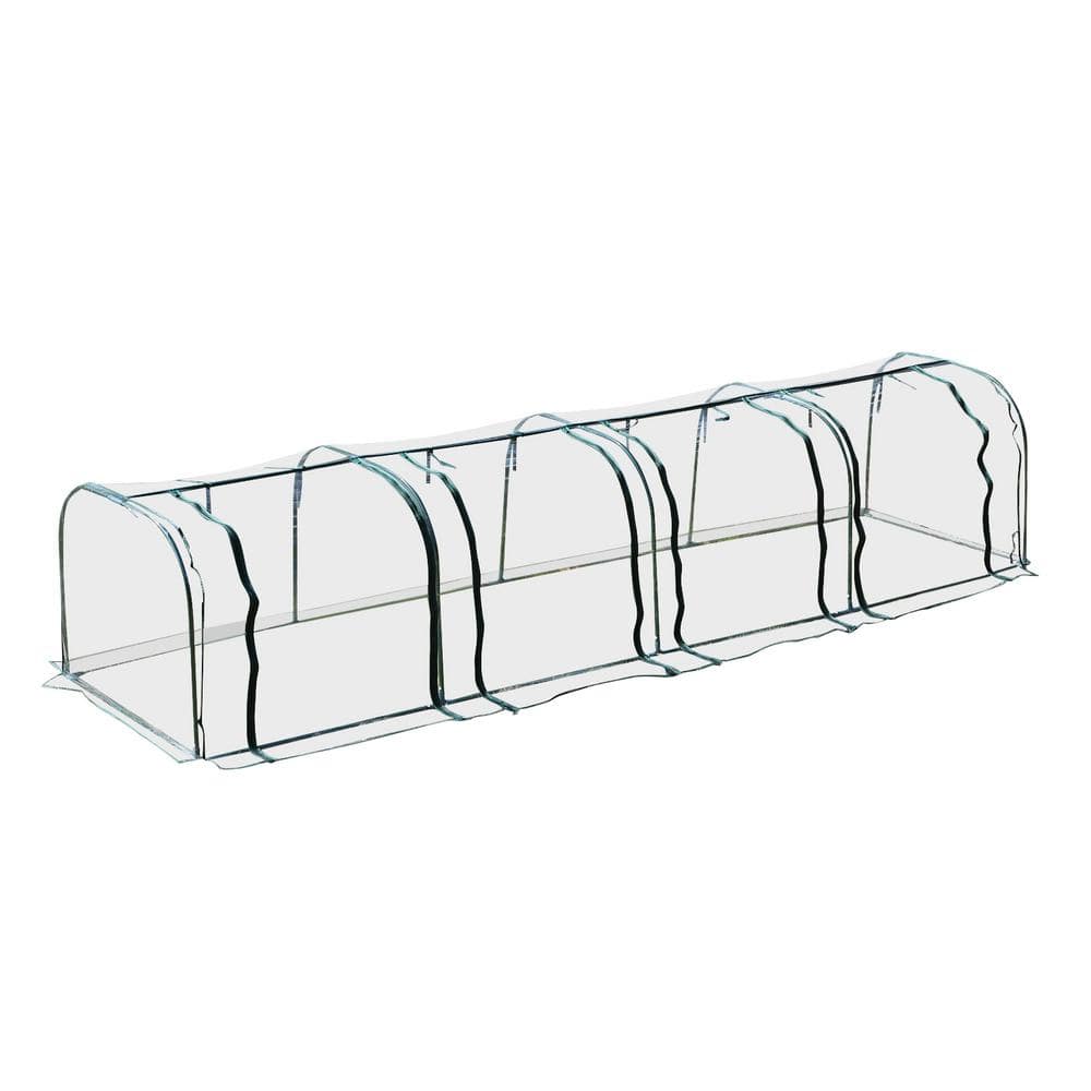 Clear PVC Tunnel Greenhouse with Steel Frame, 13' x 3' x 2.5'