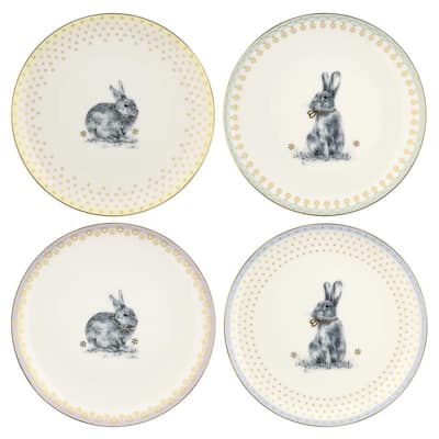 Meadow Lane White Porcelain Dessert Plates (Set of 4)