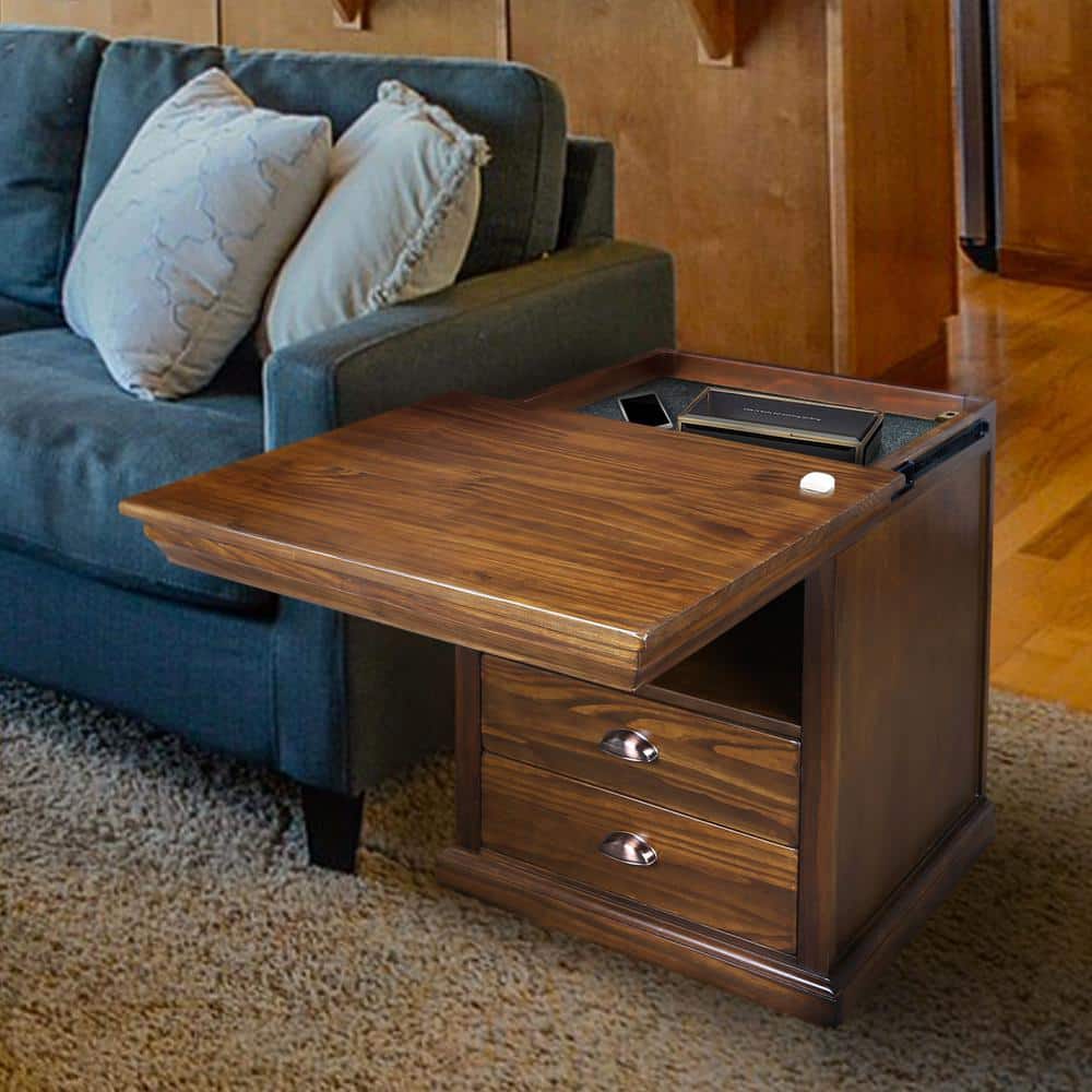Lincoln 20" Mocha Solid Wood Nightstand with Concealed Drawer