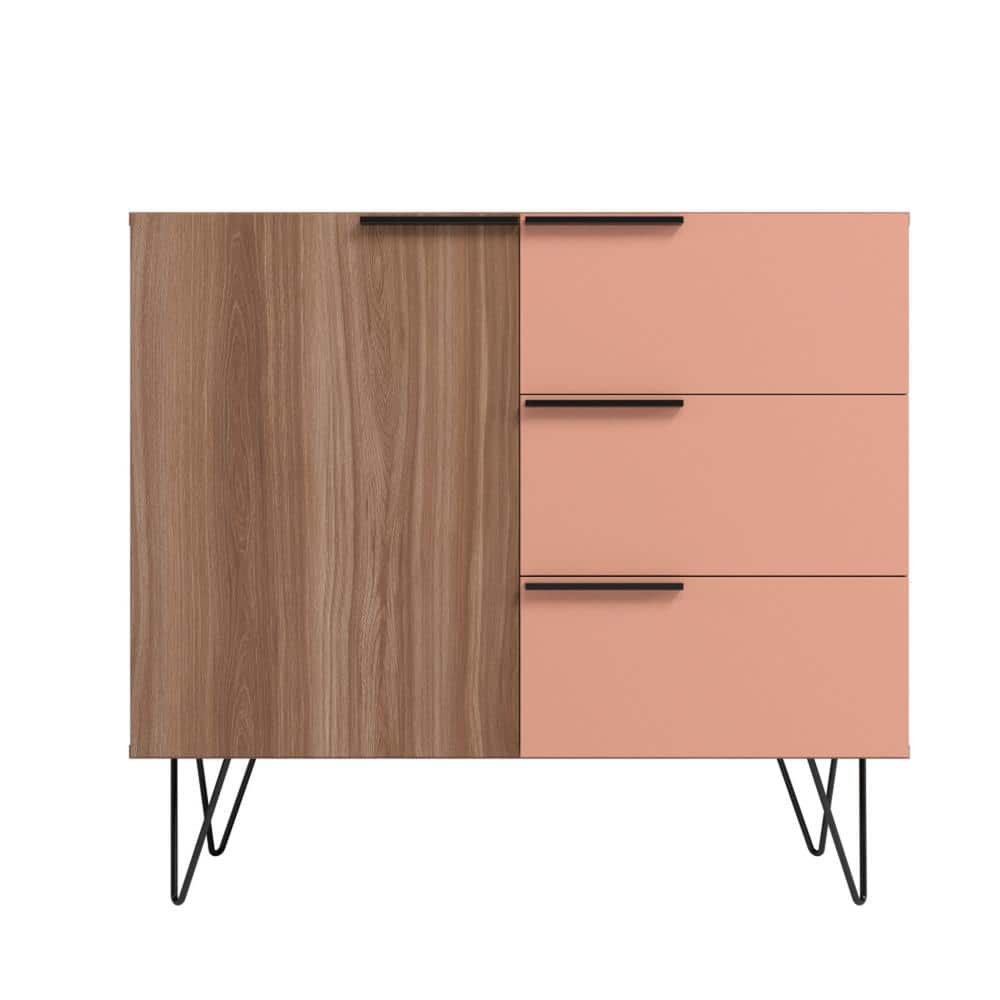 Mid-Century Mirrored Black Horizontal Combo Dresser