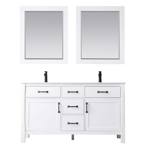 Altair Maribella 60 In Double Bathroom, White Bathroom Vanity Set With Mirror