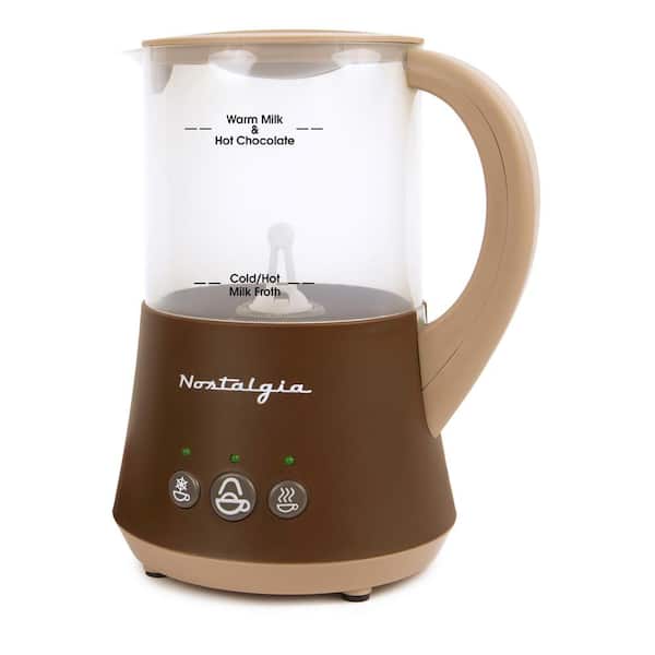 Nostalgia 4 Cup Frother and Hot Chocolate Coffee Maker in Brown