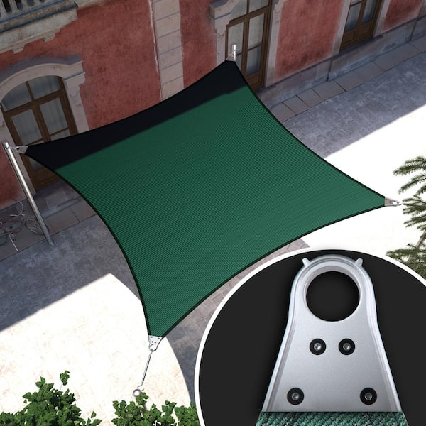 Super Ring 22 ft. x 22 ft. Sun Shade Sail with Hardware Kit-Green