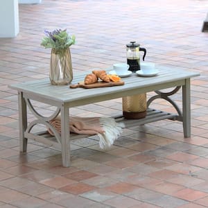 Abbington Weathered Teak Wood Outdoor Coffee Table