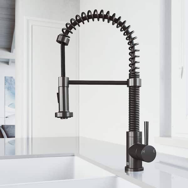 VIGO Edison Single-Handle Pull-Down Sprayer Kitchen Faucet in Graphite Black