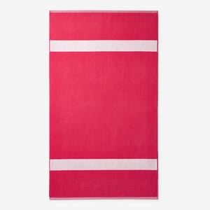 Wide Stripe Bright Pink Cotton Terry Single Beach Towel