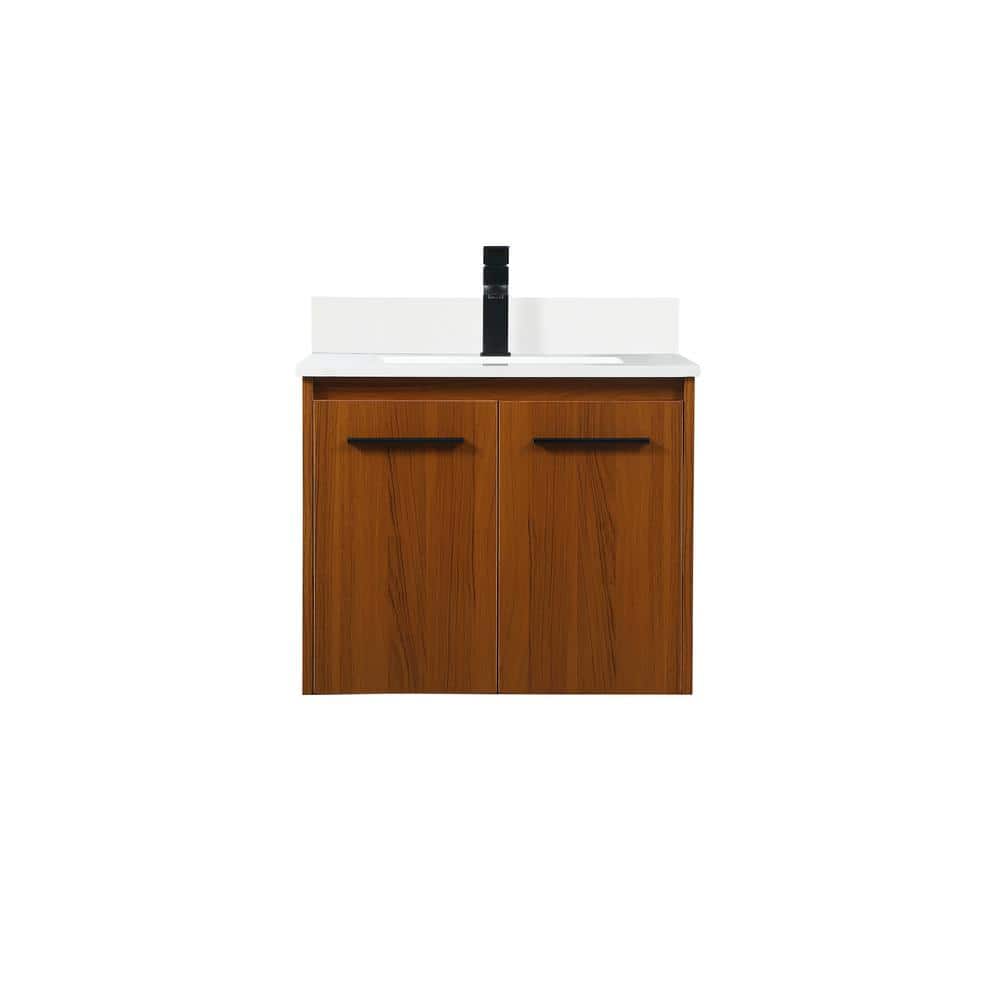Simply Living 24 in. W x 18 in. D x 19.7 in. H Bath Vanity in Teak with Ivo