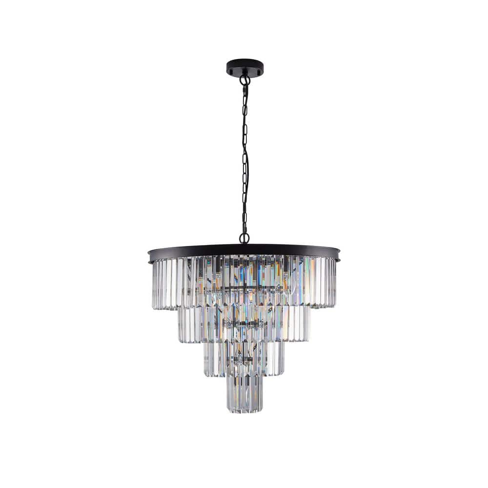12-light Chandeliers Crystal Ceiling Chandelier 4 Tier Black Chandelier Lig