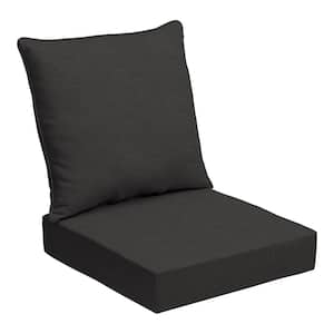 24 in. x 24 in. 2-Piece Deep Seating Outdoor Lounge Chair Cushion in Ink Black Oceantex
