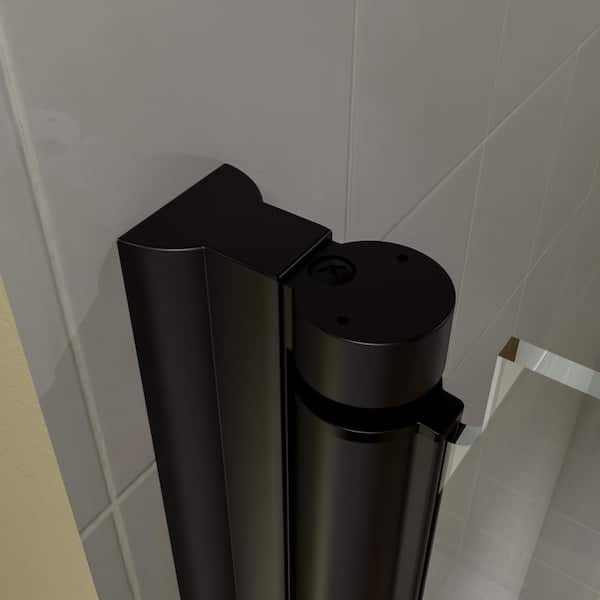 30 in. W x 72 in. H Pivot Semi-Frameless Shower Door in Matte Black with Clear Glass