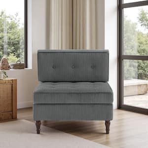 32.67 in. Armless 1-piece Corduroy Rectangle Sectional Sofa in. Gray