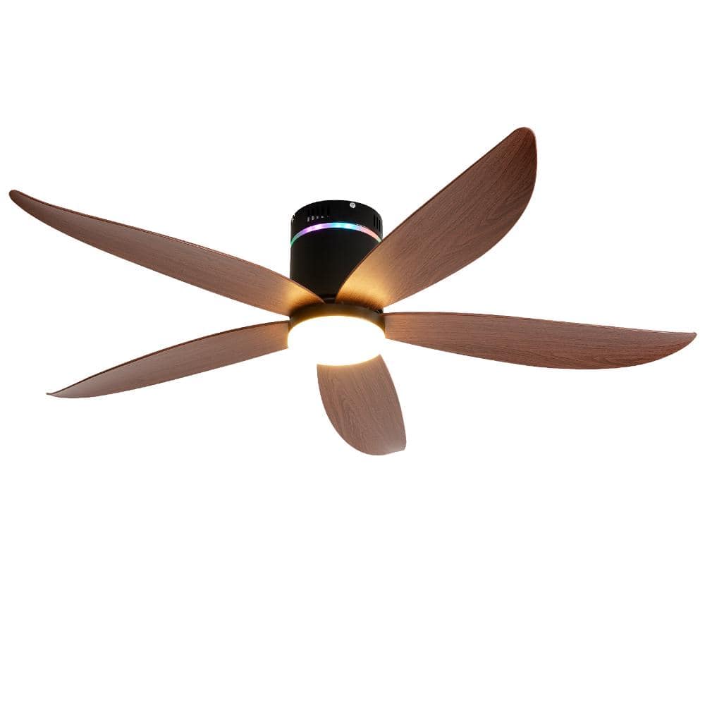 52 in. LED Indoor Black Flush Mount Ceiling Fan with RGB Lighting and Music Playback price history on PriceWatchPro