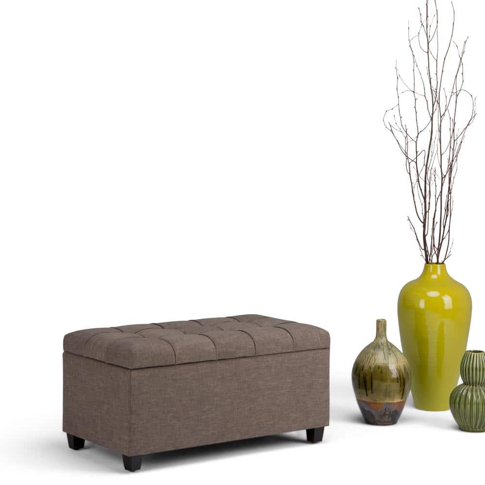Fawn Brown Tufted Rectangular Storage Ottoman Bench