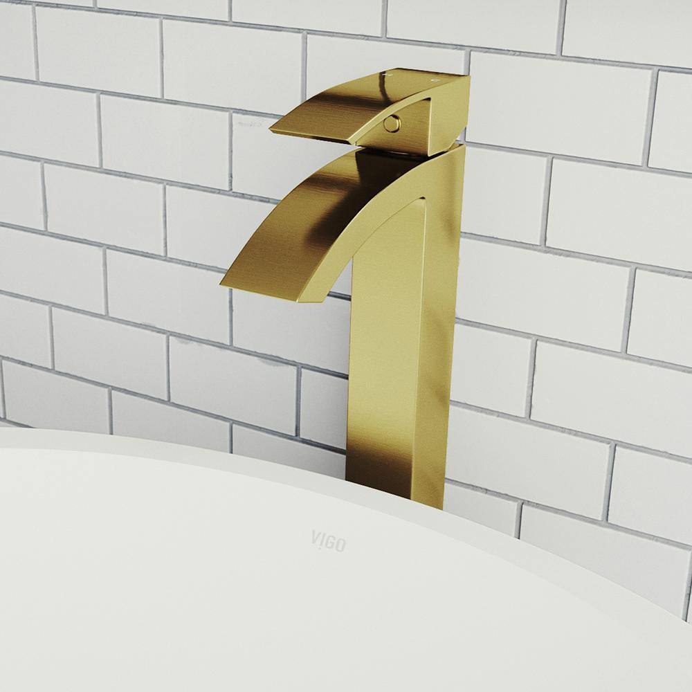 Matte Gold Single-Handle Waterfall Vessel Bathroom Faucet