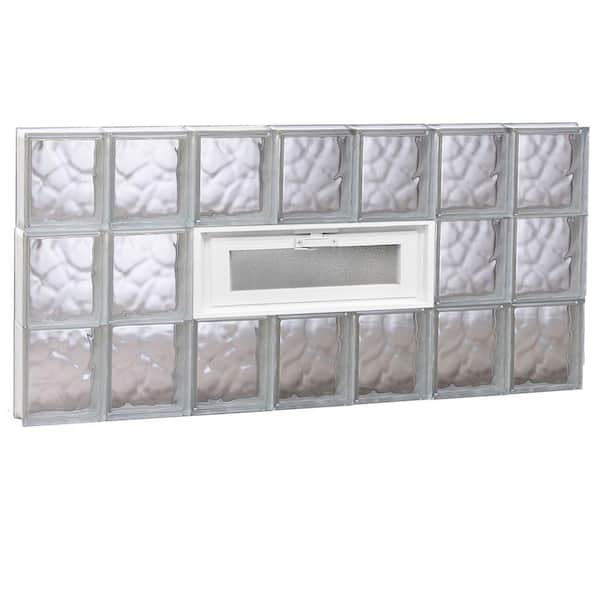 Clearly Secure 40.125 in. x 23.25 in. x 3.125 in. Frameless Wave Pattern Vented Glass Block Window