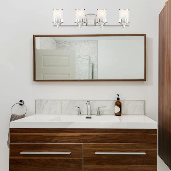 Modern Overhang Double Glass Bathroom Shelf