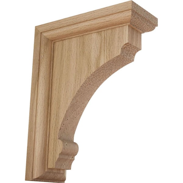 Ekena Millwork 2-1/2 in. x 8 in. x 6 in. Red Oak Medium Thompson Bracket