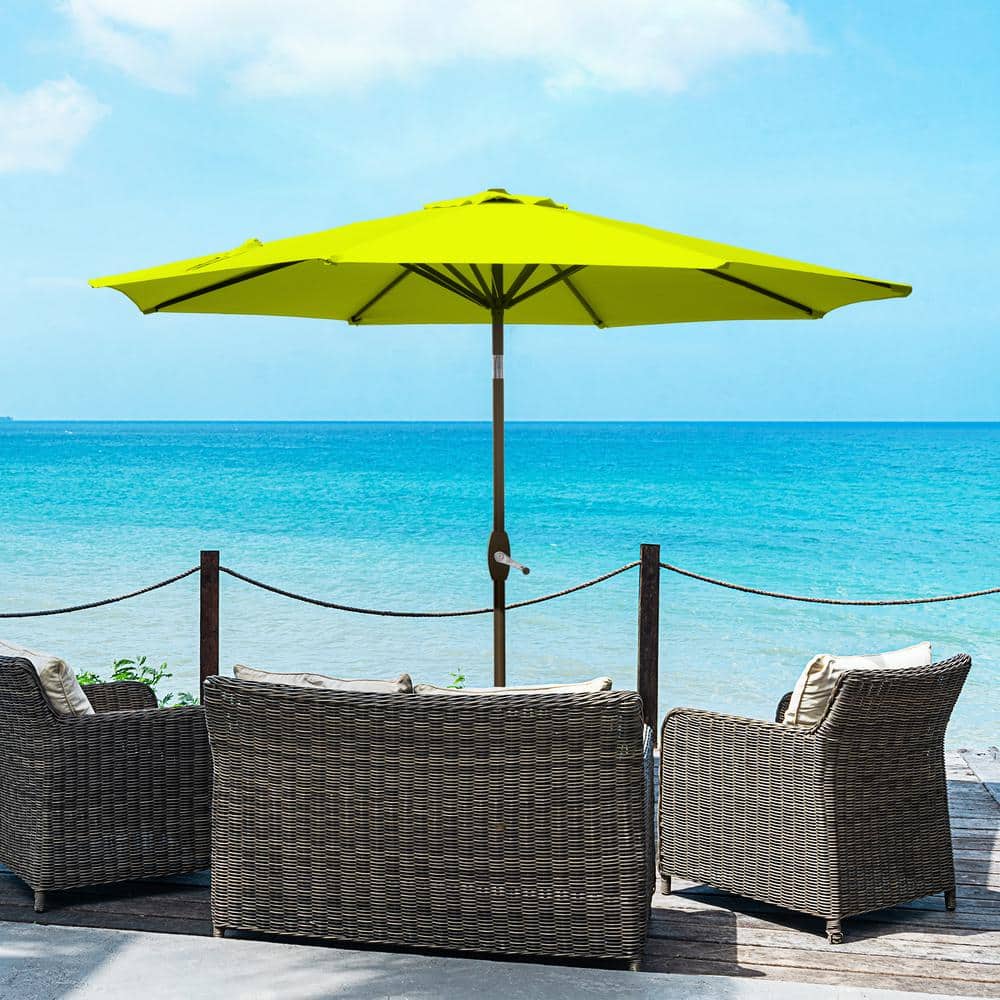 Lime Green 9 Ft Steel Patio Umbrella with Tilt & Crank