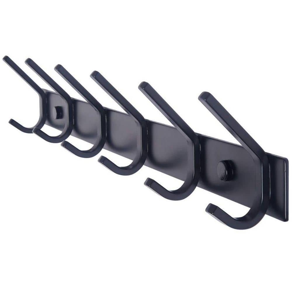 Oumilen Wall Mounted Metal Coat and Hat Rack, 6 Hooks, Black SN326 - The  Home Depot