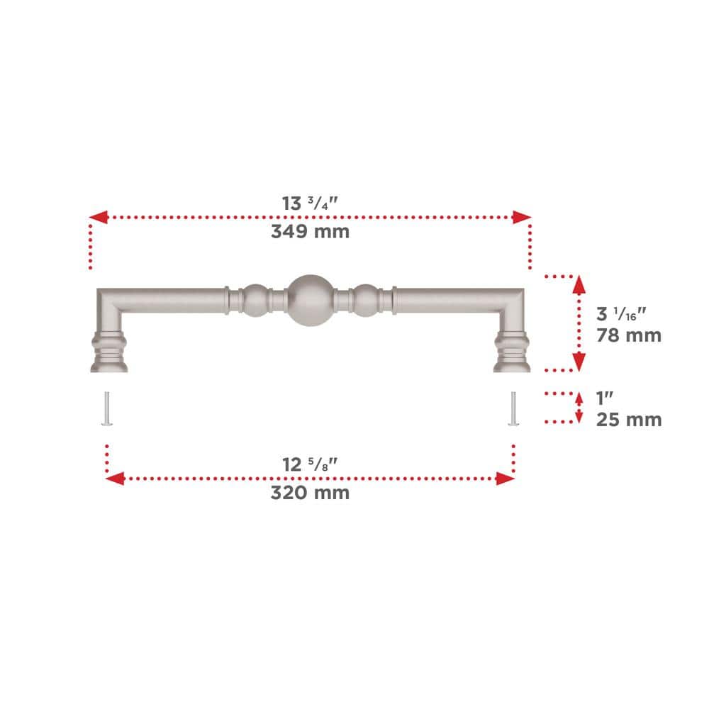Firenze 12-5/8-inch Brushed Nickel Cylindrical Cabinet Handle