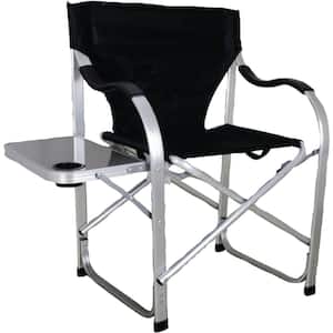 Stylish Camping Heavy Duty Folding Camping Black Director Chair with Side Table