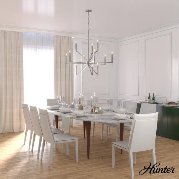 Hunter Sunjai 12-Light Brushed Nickel Candlestick Chandelier