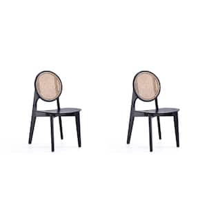 Versailles Black and Natural Cane Round Dining Side Chair (Set of 2)