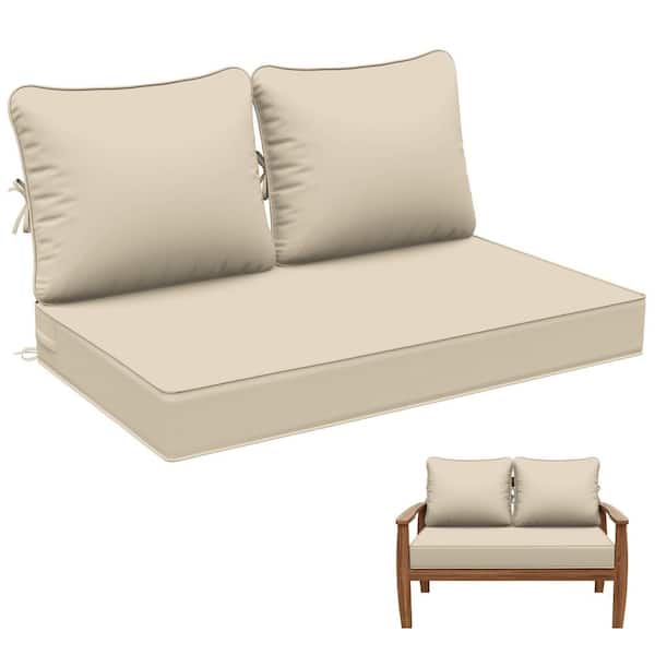 46 in. x 26 in. Outdoor Patio Replacement Loveseat Cushion Set with Backrest Cream