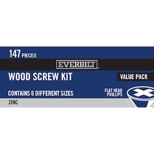 147-Piece Zinc-Plated Wood Screw Kit