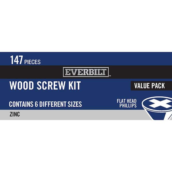 Everbilt 147-Piece Zinc-Plated Wood Screw Kit