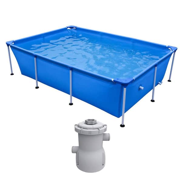 JLeisure 8.5 ft. x 6 ft. Above Ground Rectangle Pool Bundle w/Cartridge Filter Pump