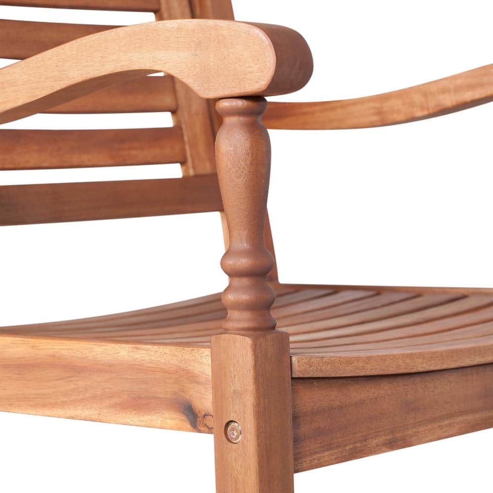 Brown Acacia Wood Outdoor Rocking Chair with Arms