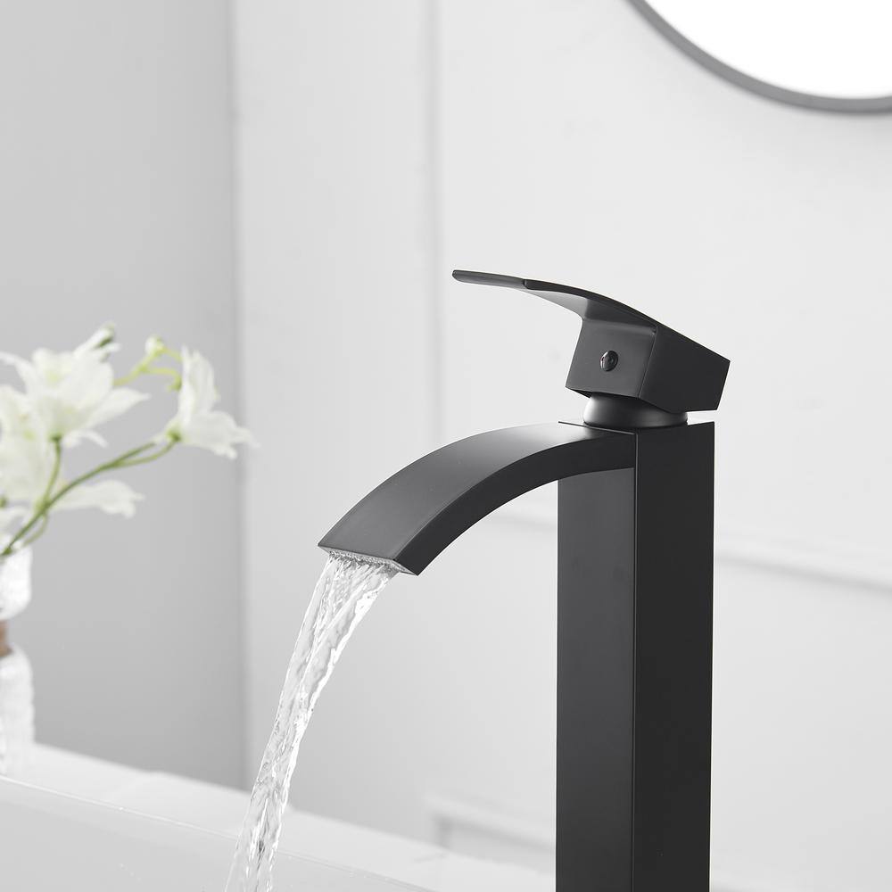 Matte Black Stainless Steel High Arc Bathroom Faucet