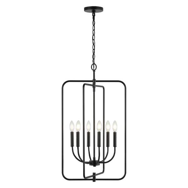 Alto 4-Watt 6-Light Black Pendant Light with Metal Shade