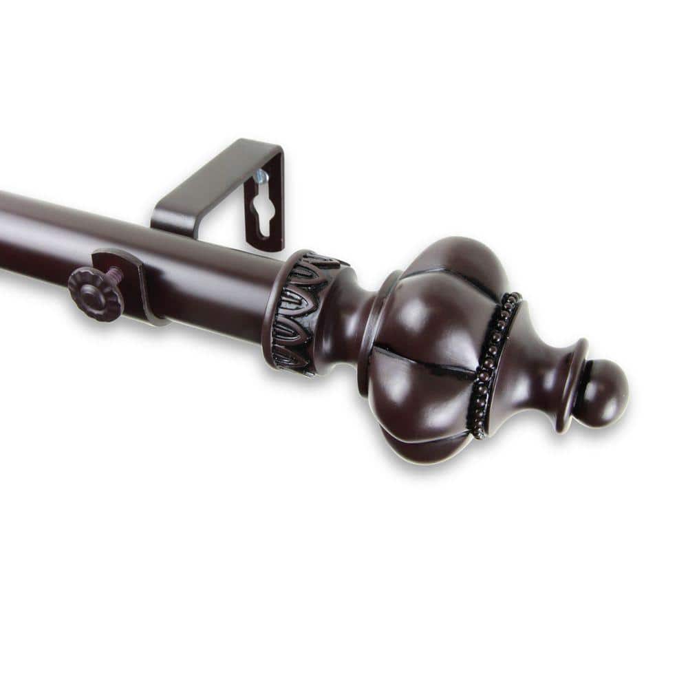 48 in. - 84 in. Telescoping 1 in. Single Curtain Rod Kit in Mahogany with Terra Finial price history on PriceWatchPro