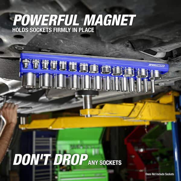 3 Piece Magnetic Socket Tray Set-Blue, Metric 22486 - The Home Depot