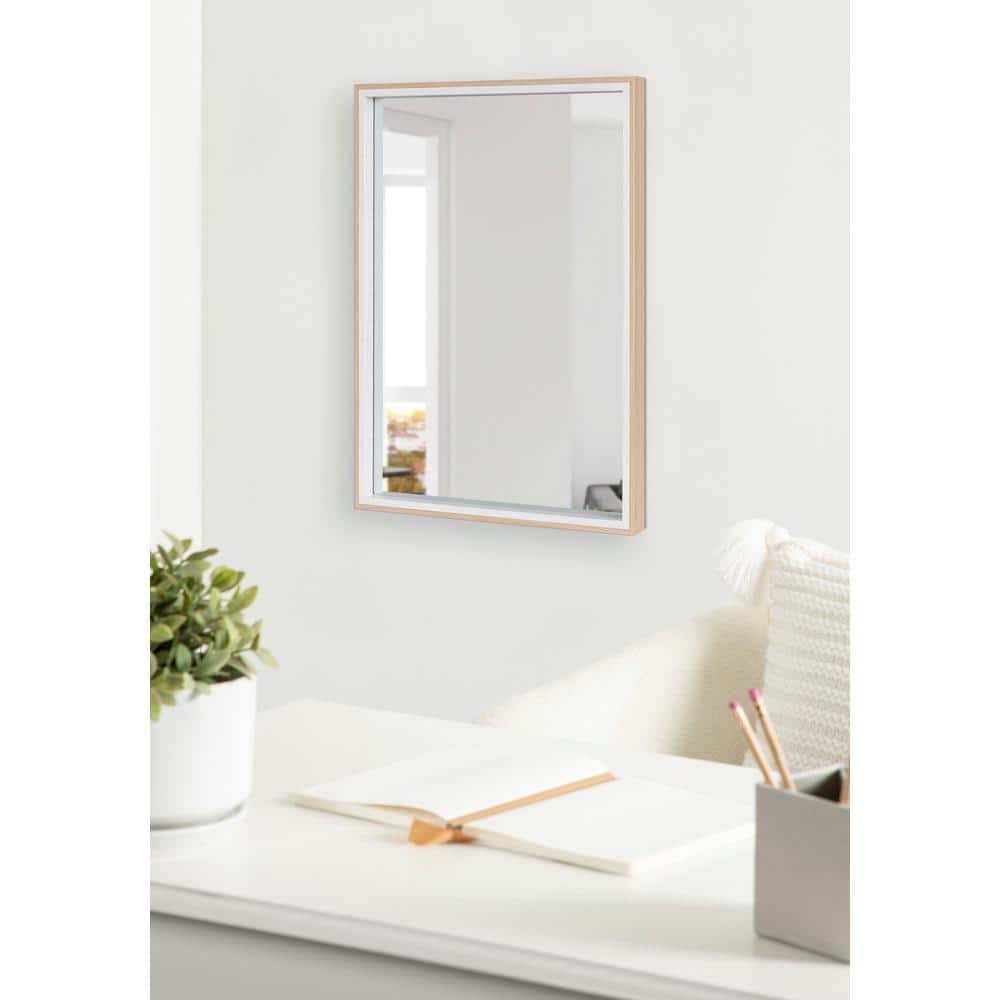 Gibson 18x24 White and Natural Wood Rectangular Wall Mirror