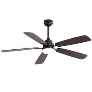 52 in. Classic Integrated LED Black Indoor Ceiling Fan Light with 2 Color Blade and Adjustable Color Temperature