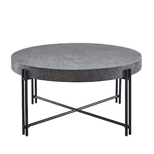 Morgan 42 in. Mottled Gray/Black Large Round Concrete Coffee Table