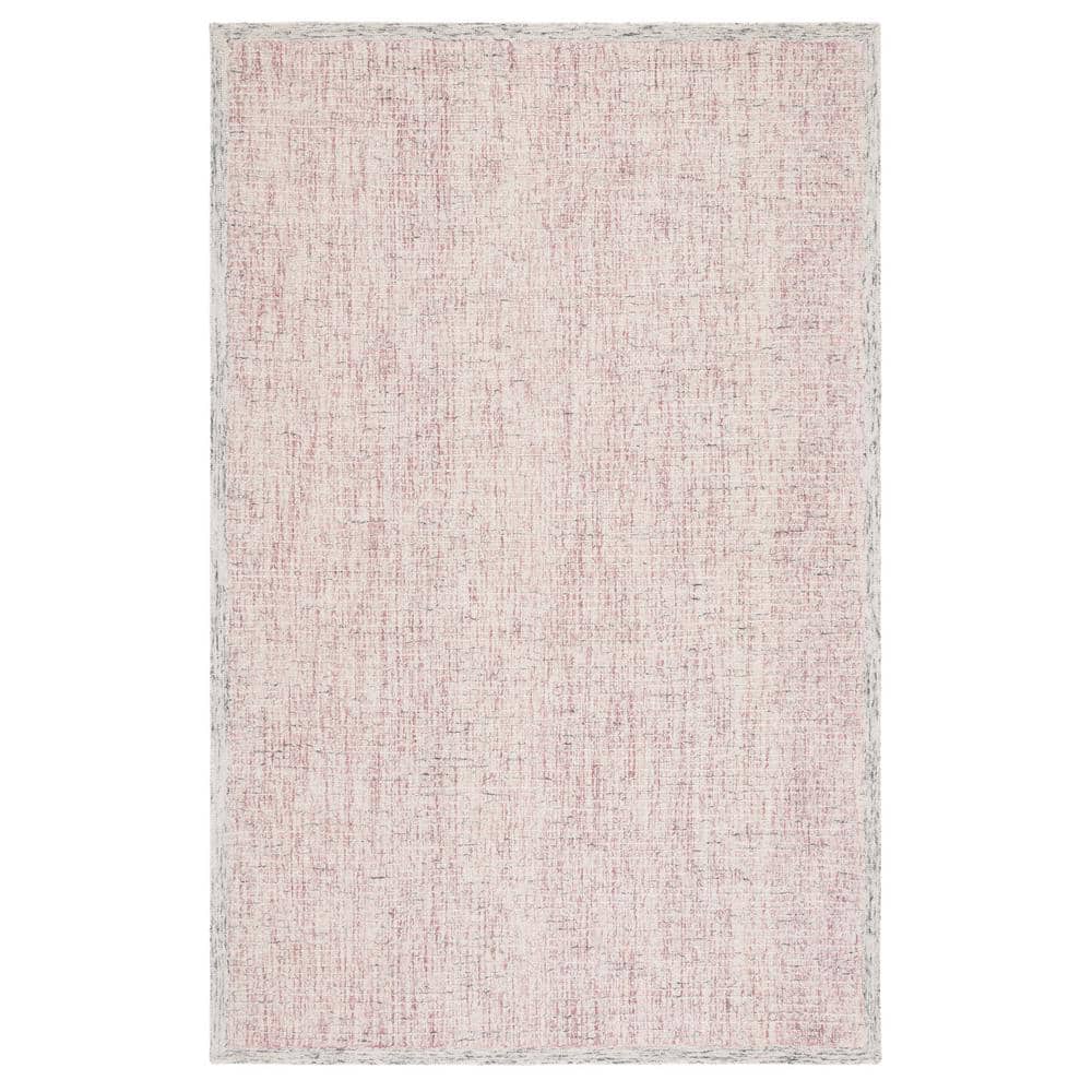 Pink and Ivory Abstract Hand-Tufted Wool Area Rug