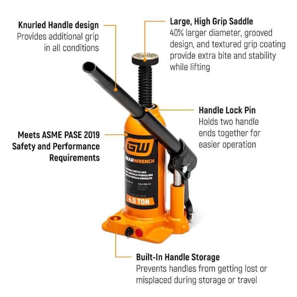 2-Ton Hydraulic Bottle Jack with Handle Storage