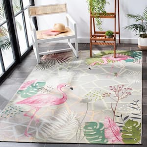 Barbados Gray/Pink 5 ft. x 5 ft. Square Novelty Animal Print Indoor/Outdoor Area Rug