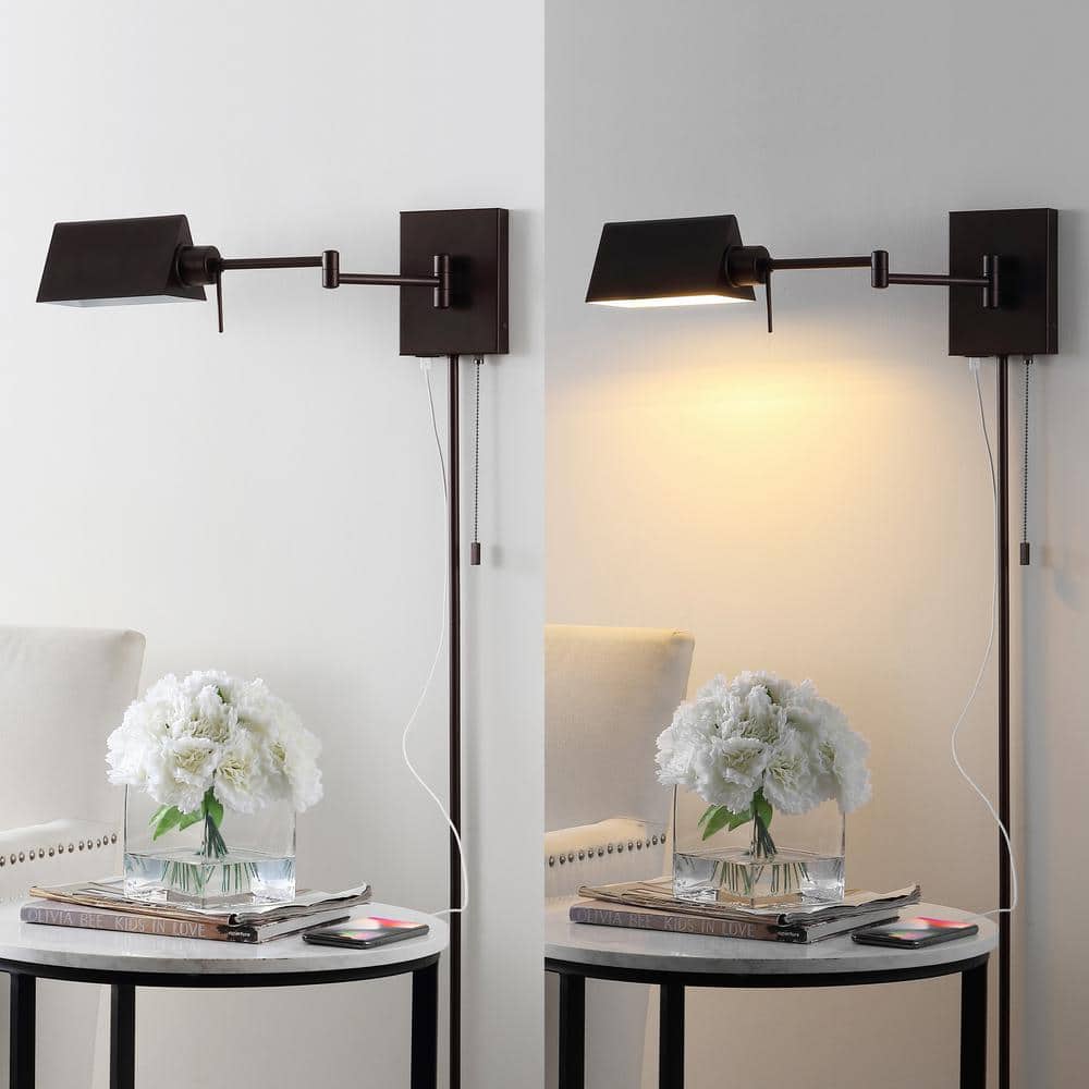 Arlo Oil Rubbed Bronze Swing Arm Wall Sconce with USB Charging Port