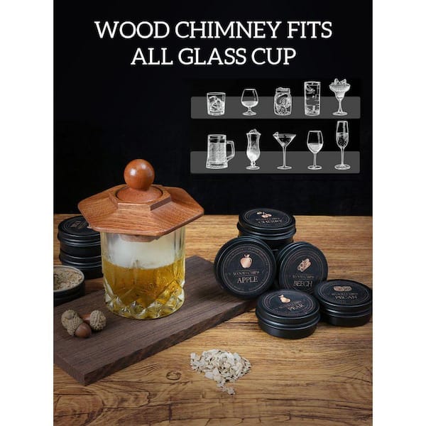 Lynzavix 27-Piece Brown Oak Wood Whiskey Smoker Kit Cocktail