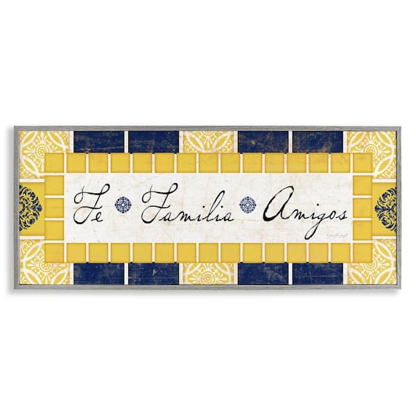 Stupell Industries Faith Family Friends by Jennifer Pugh Gray Framed Typography Giclee Art Print 10 in. x 24 in.