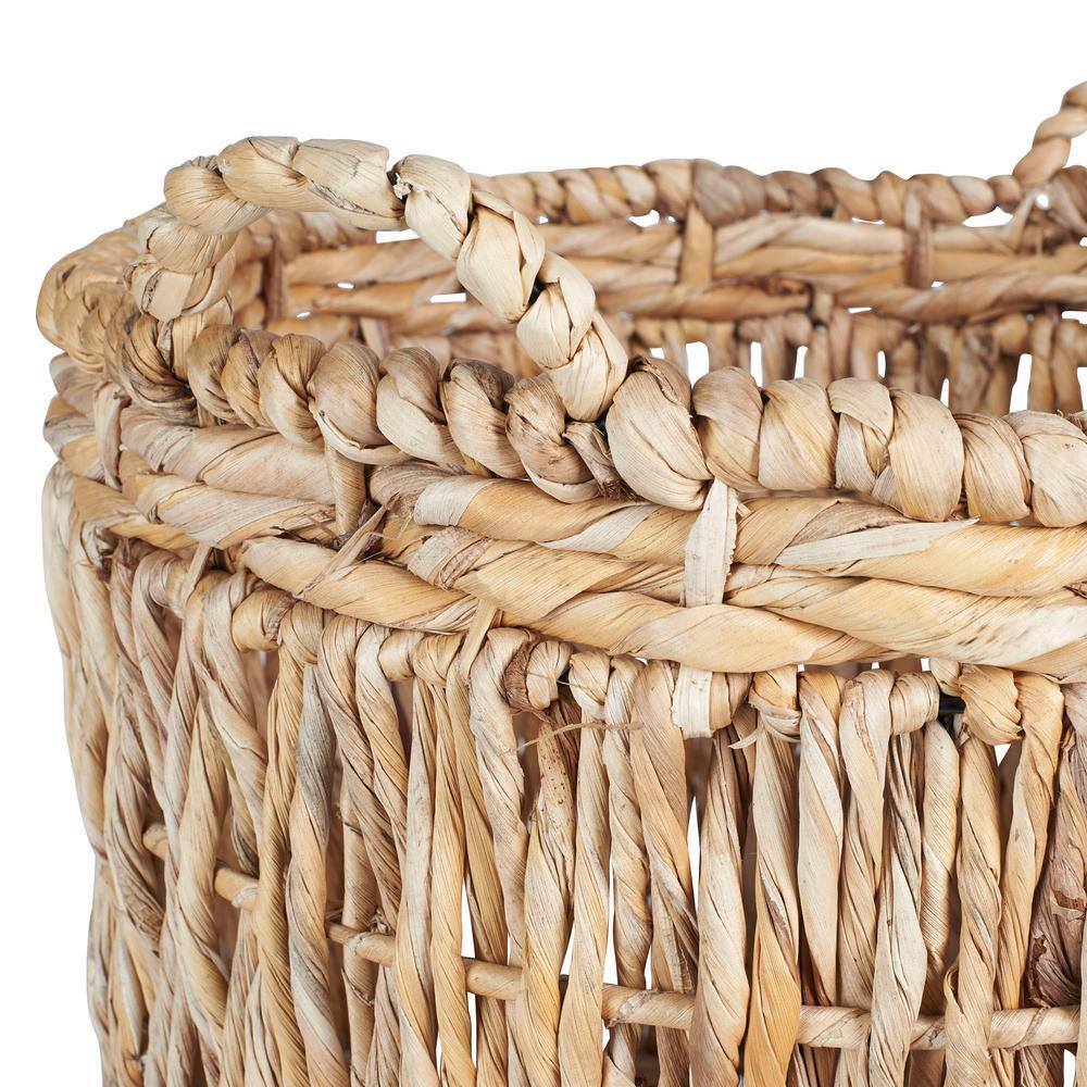 Tall Round Wicker Storage Basket with Contemporary Weave - 25" x 19"